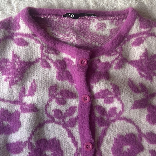 Zara Magenta Floral Knit Cardigan Size S Like New