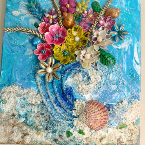 3D Mixed Media Seashell Wall Art New Luxury Coastal Decor