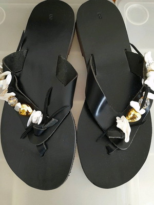 Leather sandal new, handmade, size 38, black