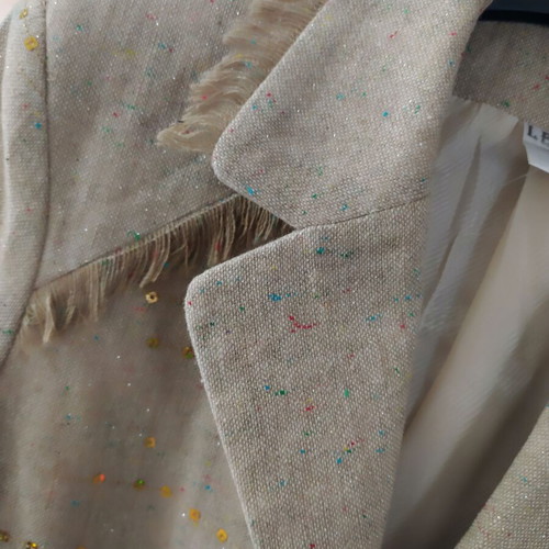 Luxury blazer Lehel by Edith Beni new, beige with sequins and fringes
