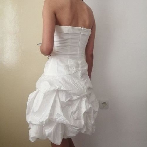 Short women's wedding dress with corset and balloon skirt, used, size S