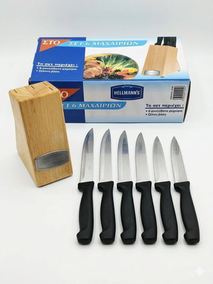 Kitchen knife set new 6 pieces with wooden block