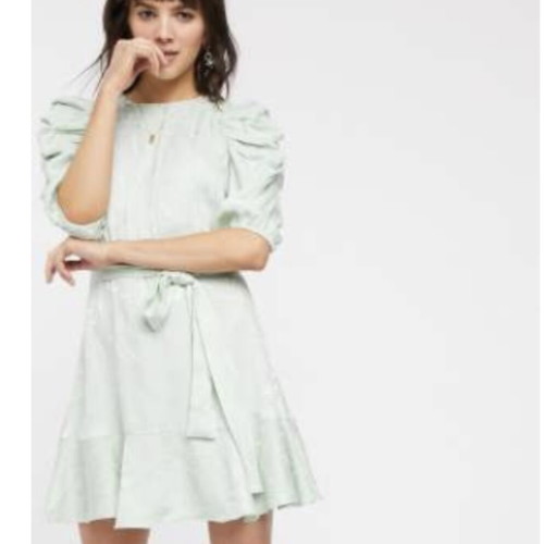 & Other Stories Jacquard Mini Dress New, Size 42, Pistachio Green
