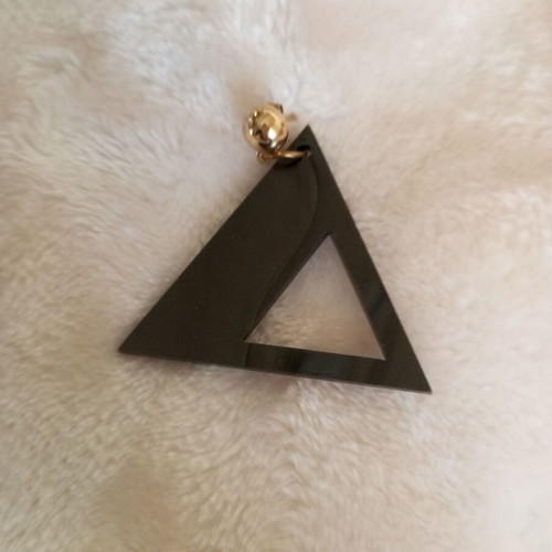 Handmade plexiglass earrings like new, black and gold