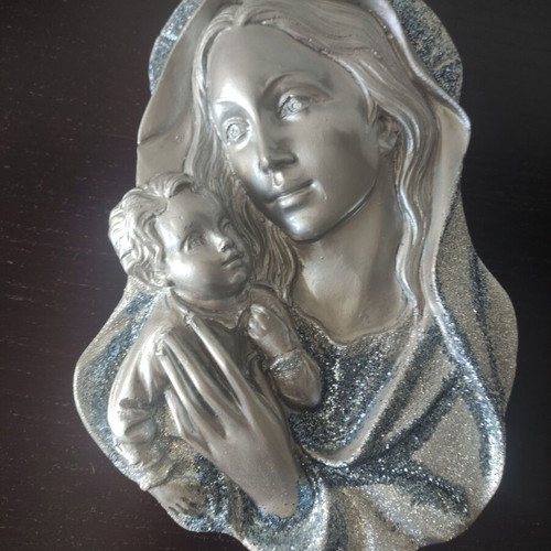 Icon of Virgin Mary with Christ in plaster, like new