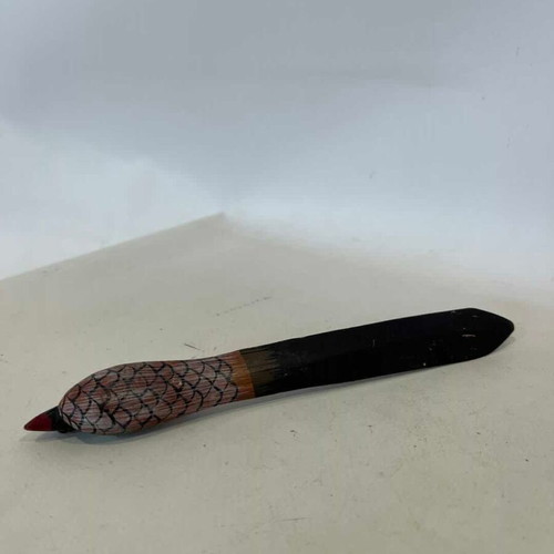 Vintage wooden handmade letter opener shaped like a duck 18cm used