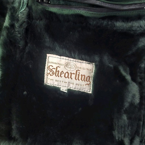 Vintage Shearling Jacket emerald like new, genuine leather and fur XXL