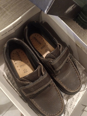Geox leather kids moccasins like new, brown, size 31
