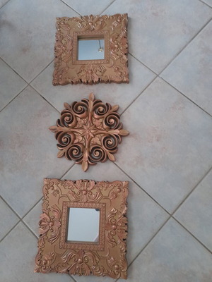 Decorative mirrors set of 3, like new, gold-bronze color