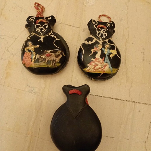 Wooden castanets used, set of 3 pieces