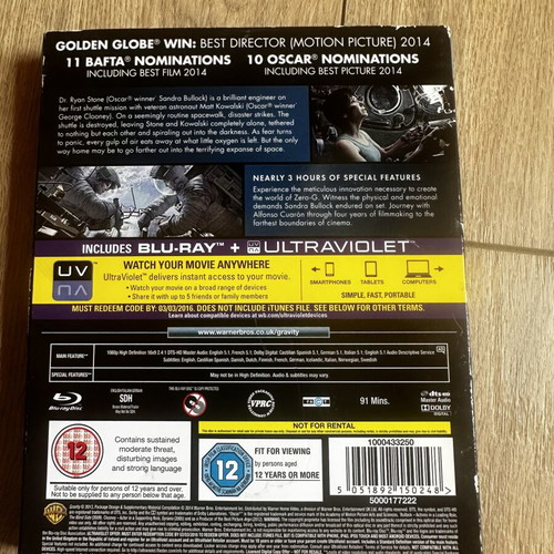 Gravity Blu-Ray used with English subtitles