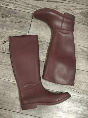 Women's rubber knee-high boots, cherry red, size 36