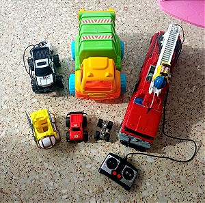 Πακέτο παιχνίδια: πυροσβεστική, φορτηγό, περιπολικό, αυτοκινητάκια