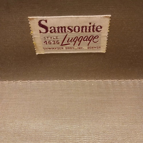 Samsonite vintage suitcase used, tan hard shell, 1950s