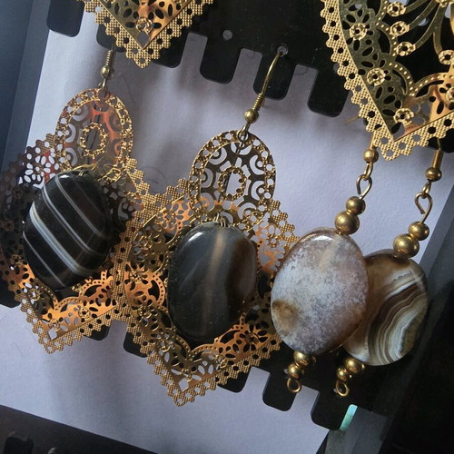 Stainless steel earrings new, pack of 4 pairs, gold color