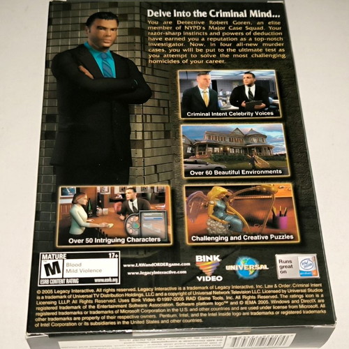Law & Order: Criminal Intent PC game used, adventure