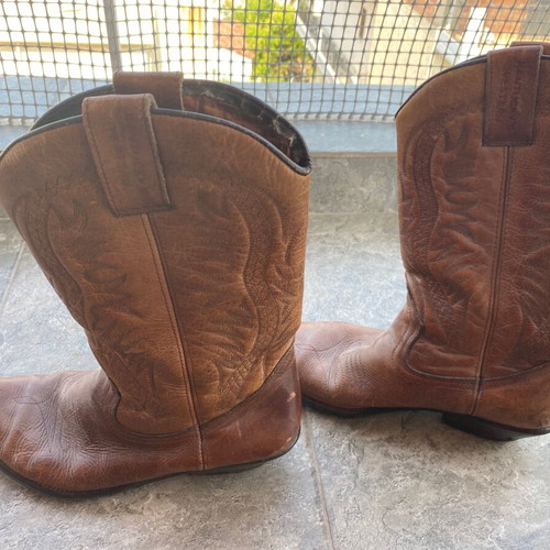 Kentuckys Western leather boots used, size 42, brown vintage