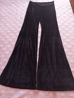 Celestino black bell-bottom pants with velvet texture new