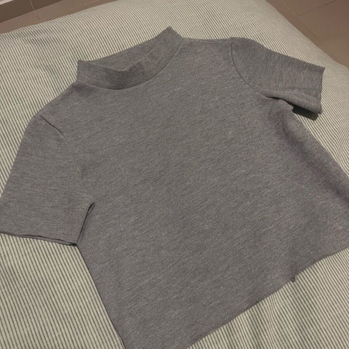 Zara short-sleeve top like new with minimal turtleneck gray size S