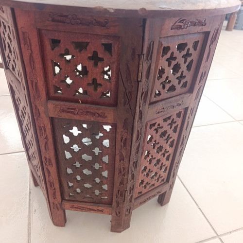 Handmade Indian Sheesham wood and brass side table