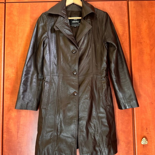 Vintage leather brown 3/4 coat used Giorgio Valentino, size S