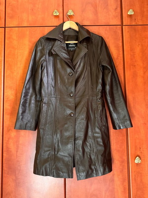 Vintage leather brown 3/4 coat used Giorgio Valentino, size S