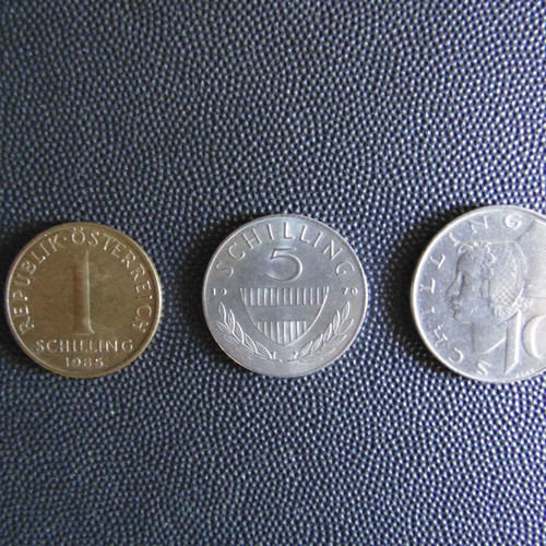 Coins from Austria 1, 5, 10 Schilling used in excellent condition