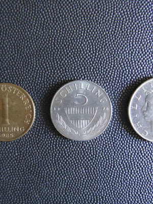 Coins from Austria 1, 5, 10 Schilling used in excellent condition