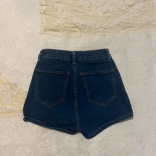 Bershka blue shorts, slim fit, short length