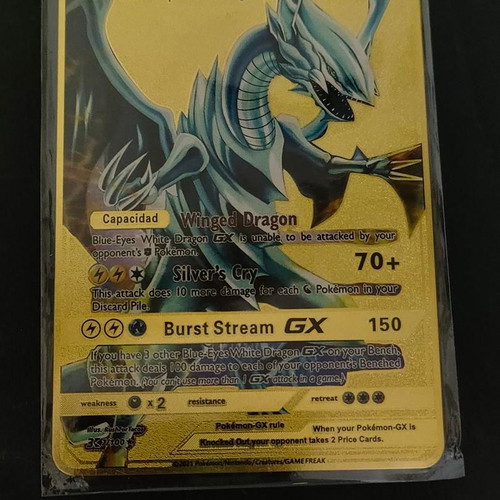 Blue-Eyes White Dragon GX Gold Collectible Card like new