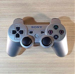 Γνήσιο καθαρισμένο χειριστήριο Sony PS3 Dualshock 3 Silver Ασημί controller με δόνηση και το καλώδιο του