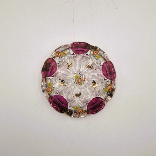 Crystal Ashtray used hand-painted with gold and rotten apple flower designs