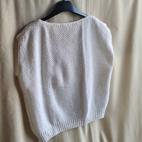 Hand Knitted Vintage 80s White Cotton Tank Top Vest like new