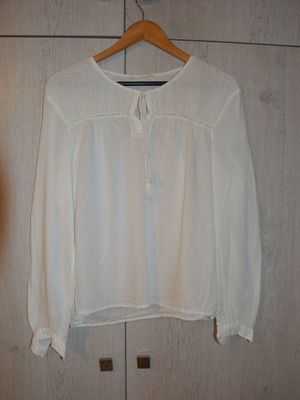 Summer blouse Mango white, like new, transparent wide long sleeve