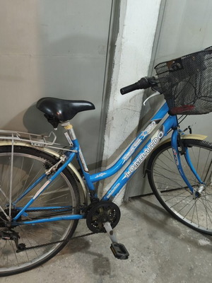 Lombardo Trekking 200 women's bike used, 21-speed, blue with basket