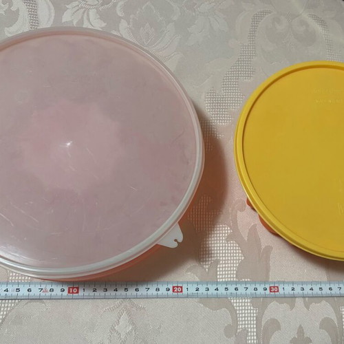 Cake molds used, set of two, one lid cracked but closes