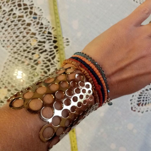 Vintage cuff bracelet with perforated design Paco Rabanne Lady Million used