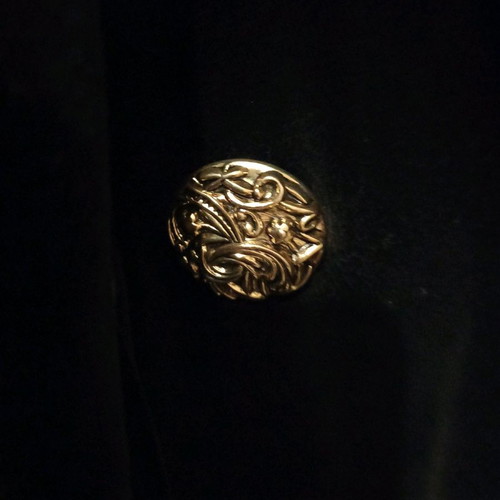 PRICE DROP: NEW VELVET BLACK COAT WITH GOLD PLATED BUTTONS.