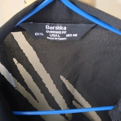 Bershka Shirt Black With Sheer Details Like New, Size L