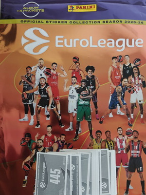 Panini Euroleague 2025-2026 sticker pack, 39 stickers