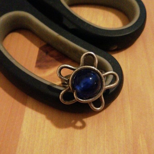Boho Silver Ring with Dark Blue Stone used