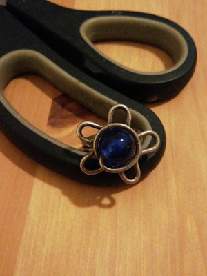 Boho Silver Ring with Dark Blue Stone used