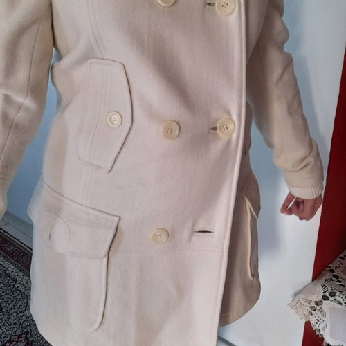 Mango white wool coat like new, size large
