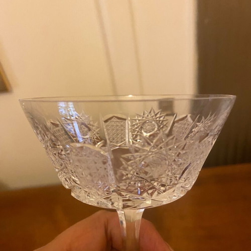 Vintage crystal champagne glasses pack of 12 like new, handmade