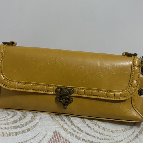 Bull Bag clutch and shoulder bag, yellow, vintage style