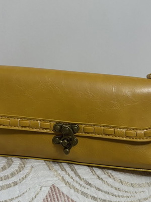 Bull Bag clutch and shoulder bag, yellow, vintage style
