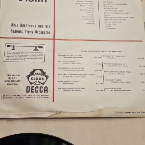 Gipsy Violin LP μεταχειρισμένο, Béla Berezseny Ace of Clubs 1960