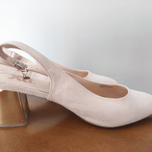 Xti Slingback shoes like new, nude with metallic heel, size 40