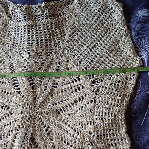 Handmade beach blouse L beige cotton yarn