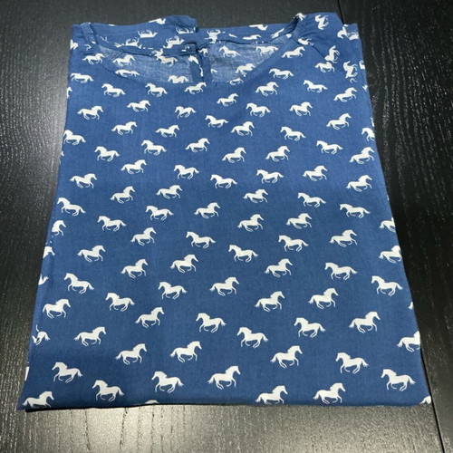 Blue blouse with horse pattern size M like new